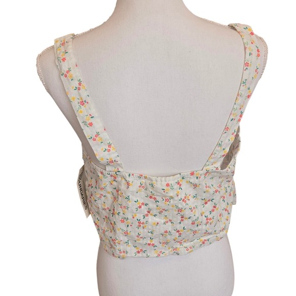 No Boundaries Cropped Tank Top Floral Tie-Front Cottage Coquette Medium (8-10) - Picture 3 of 5
